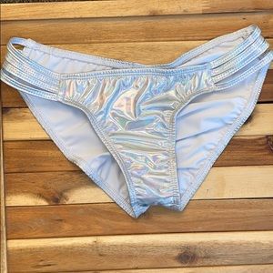 Metallic iridescent Strappy caged bikini bottom